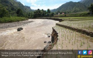 Sungai Meluap, Lahan Persawahan Tersapu Banjir di Desa Meat - JPNN.com