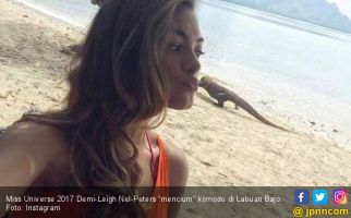 Lihatlah, Miss Universe “Cium” Komodo di Labuan Bajo - JPNN.com