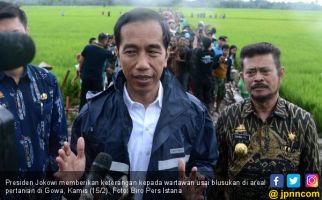 Blusukan ke Sawah, Presiden Jokowi Kehujanan Lagi - JPNN.com