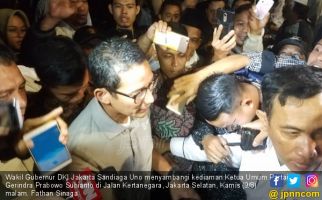 Datangi Rumah Prabowo, Sandiaga Uno: Selamat Jokowi-Ma'ruf - JPNN.com