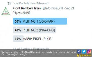 Twitter FPI Gelar Polling Pilpres, eh Pemenangnya Jokowi - JPNN.com