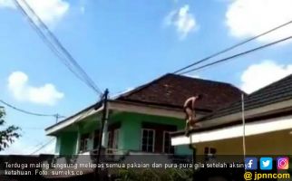 Tepergok, Terduga Maling Panjat Atap Rumah Warga Lantas Pura-pura Gila - JPNN.com