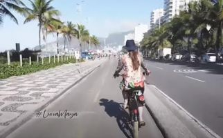 Intip Keseruan Luna Maya Naik Sepeda Saat Liburan ke Brazil - JPNN.com