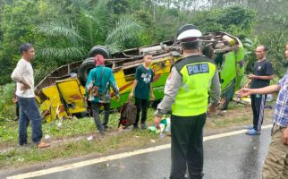 Bus Pengangkut Puluhan Penumpang Terguling di Jalinsum Mesuji, Begini Kondisinya - JPNN.com