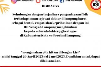 IDI Lampung Minta Nakes Pakai Pita Hitam saat Bertugas - JPNN.com Lampung