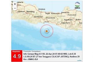 Senin Pagi, Gempa M 4,9 Mengguncang Cilacap - JPNN.com Jateng