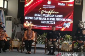 Ribuan Simpatisan dan Sukarelawan Iringi Kedatangan Anne Ratna Mustika-Budi Hermawan di KPU Purwakarta - JPNN.com Jabar