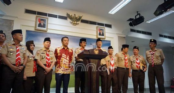 Pimpinan Kwartir Nasional Gerakan Pramuka dan Menpora Temui Presiden Jokowi - JPNN.com