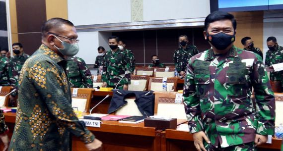 Panglima TNI Bersama Wamenhan, KASAD, KASAL dan KASAU Raker Dengan Komisi I DPR - JPNN.com