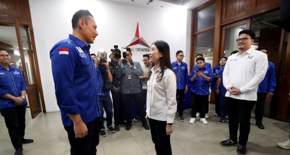 Angela Tanoesoedibjo dan Petinggi Perindo Silaturahmi Politik ke DPP Partai Demokrat - JPNN.com