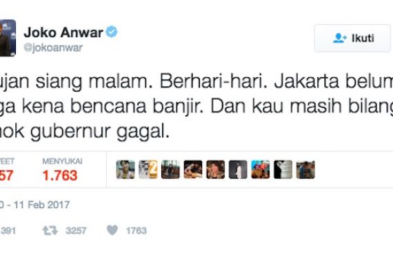 Jakarta Banjir, Beredar Tweet yang Dianggap Sombong - JPNN.COM