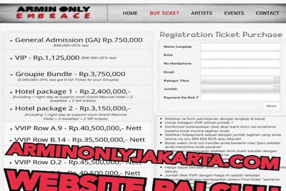 Waspada! Situs Palsu Penjualan Tiket Armin Only Beredar - JPNN.COM