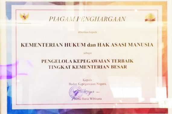 Kemenkumham Tiga Tahun Berturut-turut Terima BKN Award - JPNN.COM