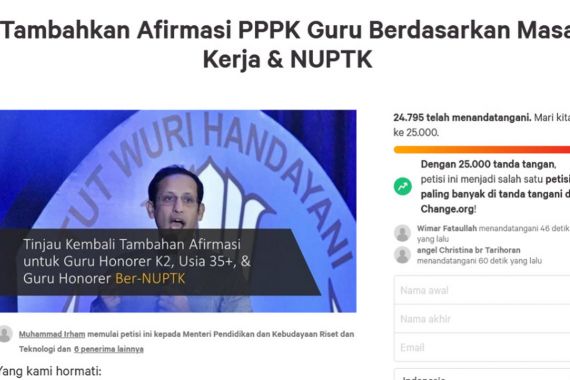 Wow, Petisi Afirmasi PPPK Guru Berdasarkan Masa Kerja dan NUPTK Sudah 25.000 Tanda Tangan - JPNN.COM