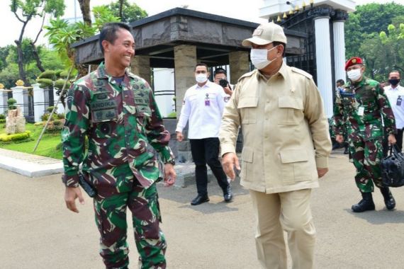 Menhan Prabowo Subianto Bertemu Jenderal Andika di Mabesad, Ini Agendanya - JPNN.COM