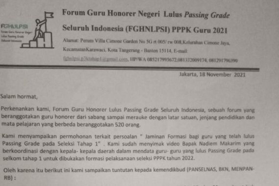 Guru Honorer Lulus Passing Grade PPPK 2021 Minta Keppres, Ajukan 5 Tuntutan - JPNN.COM