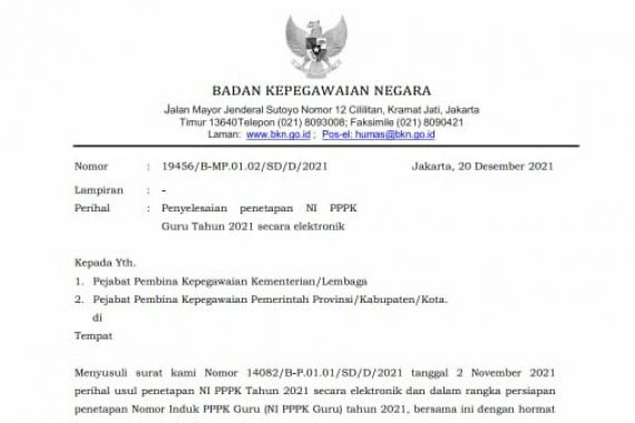 Surat Terbaru BKN Soal Penetapan NIP PPPK Guru, Ada 5 Ketentuan Penting yang Perlu Diketahui - JPNN.COM