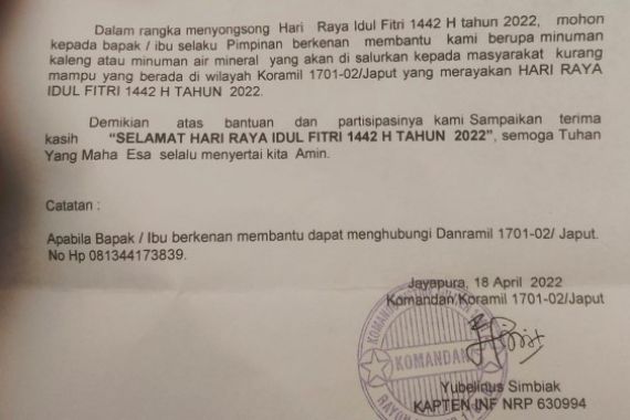 Surat Danramil Minta Bantuan Viral di Medsos, Dandim Marah - JPNN.COM