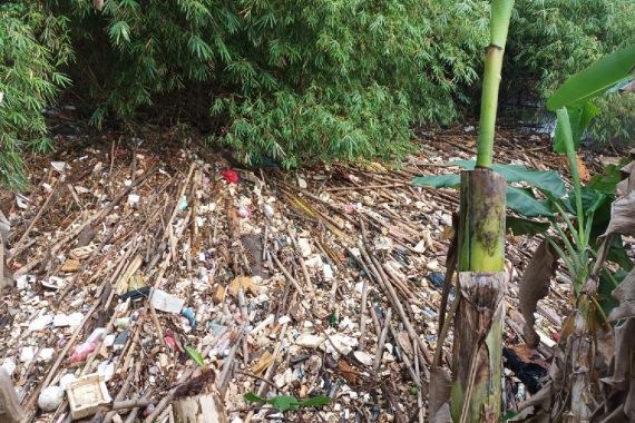 Sungai Cikeas Tersumbat Sampah Bambu, Warga Harap Waspada Banjir, Lihat Fotonya - JPNN.COM