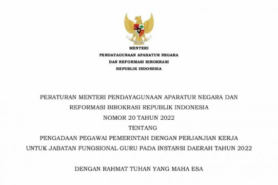 PermenPAN-RB Tentang Pengadaan PPPK 2022 Terbit, Guru Lulus PG 2021 & Honorer K2 Patut Berbahagia  - JPNN.COM