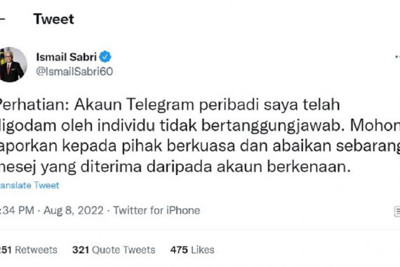 Alamak, Akun PM Malaysia di Telegram Digodam Orang Tak Bertanggung Jawab - JPNN.COM