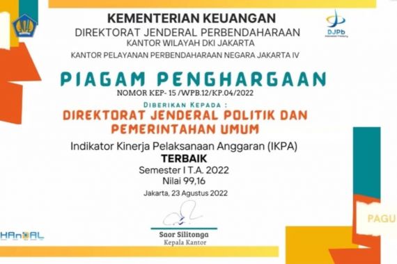 Ditjen Polpum Kemendagri Raih Nilai IKPA Tertinggi, Tepuk Tangan - JPNN.COM