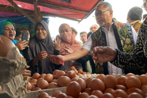 Zulhas Tinjau Pasar di Riau, Mak-mak Rebutan 'Telur Pak Mentri' - JPNN.COM