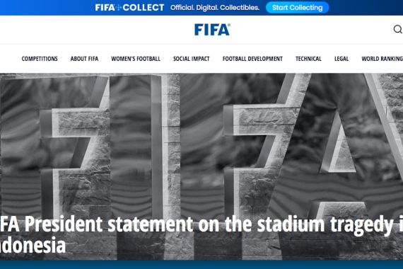 Pernyataan dan Belasungkawa FIFA soal Tragedi Kanjuruhan - JPNN.COM
