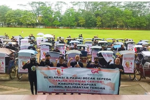 Ratusan Milenial dan Komunitas Becak Kapuas Gelar Konvoi Untuk Dukung Ganjar - JPNN.COM