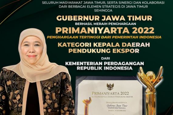 Terima Penghargaan Primaniyarta, Gubernur Khofifah: Ekspor Jatim Terus Menggeliat - JPNN.COM