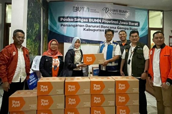 Tak Hanya Serahkan Bantuan, PT Pos Indonesia juga Beri Diskon 50% untuk Pengiriman ke Cianjur - JPNN.COM