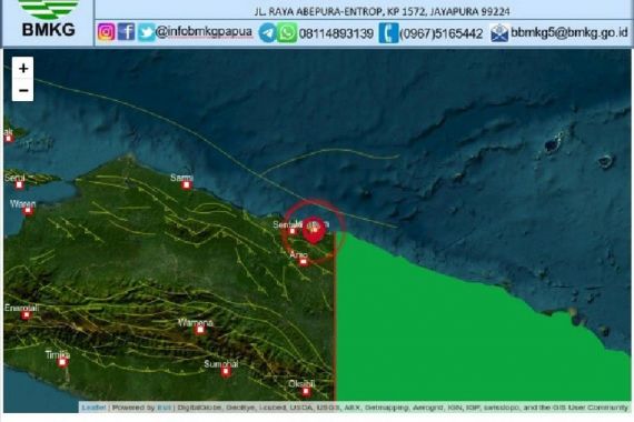 Di Sini Pusat Gempa 5,5 Magnitudo yang Mengguncang Jayapura - JPNN.COM