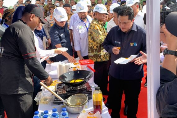 Menteri BUMN Tinjau Progres Pembangunan Pabrik Minyak Makan Merah di Sumut - JPNN.COM