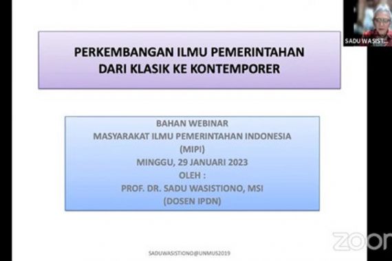 Webinar MIPI, Prof Sadu Wasistiono: Ilmu Pemerintahan Harus Tetap Eksis - JPNN.COM