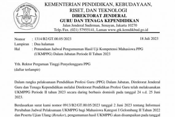 Kemendikbudristek Tunda Pengumuman Hasil Seleksi PPG 2023 Dalam Jabatan, Guru Honorer Kecewa - JPNN.COM