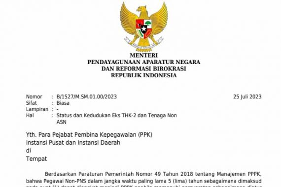 SE MenPAN-RB Terbaru untuk Seluruh Honorer, K2 Teknis Administrasi Gerak Cepat, Surat Sakti! - JPNN.COM