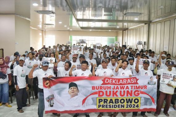 Ratusan Buruh di Jatim Gabung Gerilya 08 untuk Dukung Prabowo Presiden 2024 - JPNN.COM