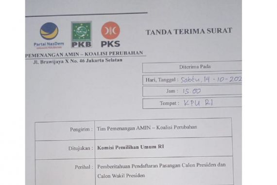 Kirim Surat ke KPU, AMIN Siap Jadi Pasangan Pertama Pilpres 2024 - JPNN.COM