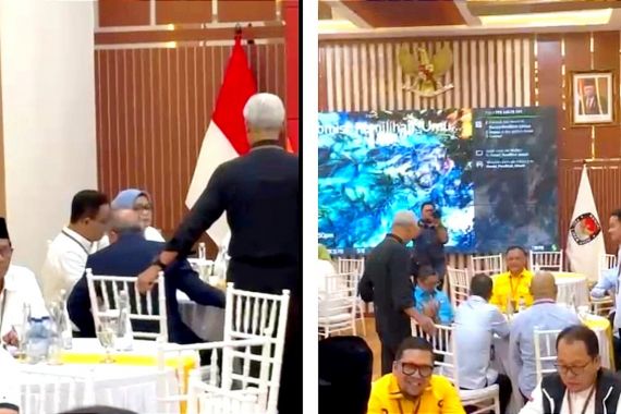 Jelang Pengundian Nomor Urut, Ganjar Tampak Ngobrol Santai dengan Anies dan Prabowo - JPNN.COM