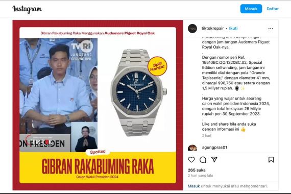 Konon Berharga Miliaran, Jam Tangan Gibran Jadi Omongan - JPNN.COM