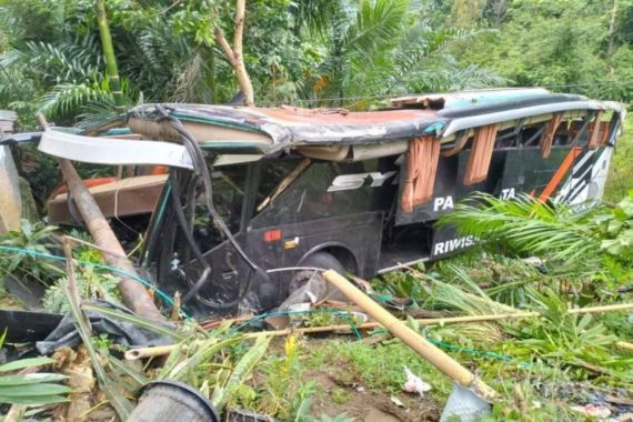 Bus Rombongan Siswa di Pesisir Barat Masuk Jurang di Tanggamus - JPNN.COM