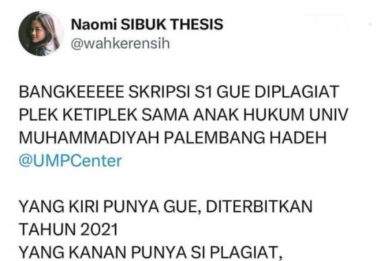 Viral! Mahasiswa UMP Diduga Memplagiat Skripsi, Kampus Bentuk Tim Advokasi - JPNN.COM