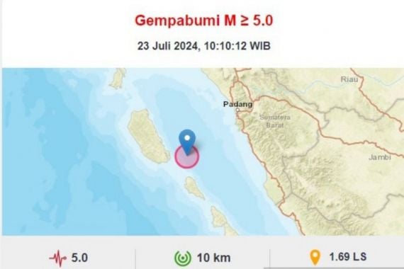 Gempa M 5,0 Guncang Mentawai Sumbar, tidak Berpotensi Tsunami - JPNN.COM