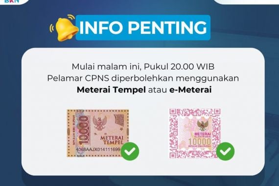 BKN: Pendaftaran CPNS 2024 Bisa Pakai Meterai Tempel Mulai Malam Ini - JPNN.COM