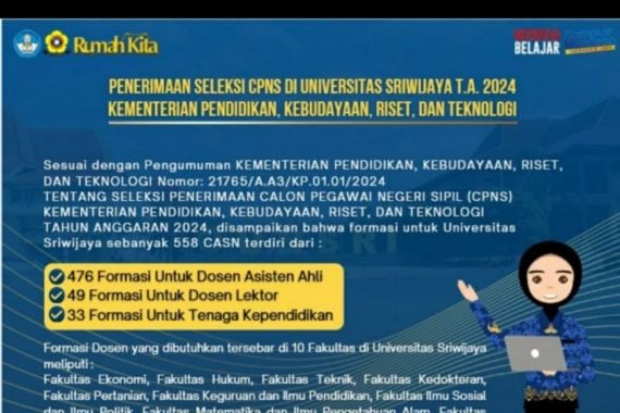 Unsri Buka 558 Formasi CPNS 2024, Taufiq Marwa Beri Saran untuk Calon Pelamar - JPNN.COM