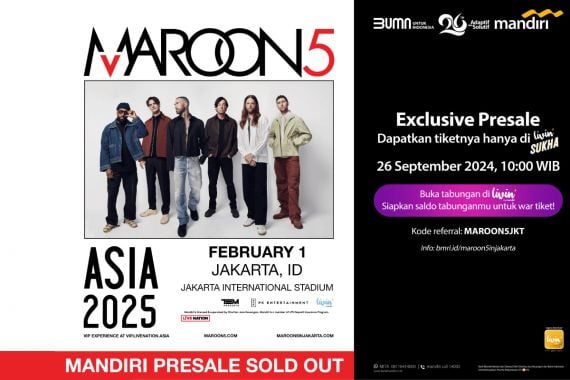 Luar Biasa! 32.055 Tiket Maroon 5 Live in Jakarta Ludes Terjual di Livin' by Mandiri - JPNN.COM