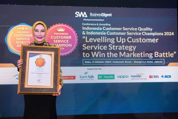 Bank bjb Raih Penghargaan Indonesia Customer Service Quality Award 2024   - JPNN.COM