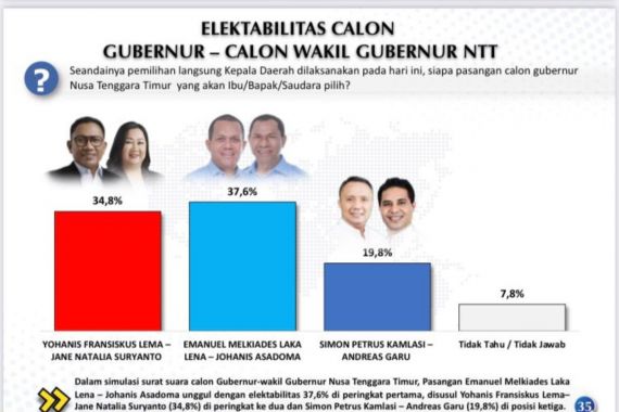 Survei Voxpol: Elektabilitas Emanuel Mekiades Laka Lena-Johanis Asadoma Moncer - JPNN.COM