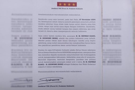 Beredar Surat Instruksi Prabowo untuk Pilih Ridwan Kamil, Ini Penjelasannya - JPNN.COM