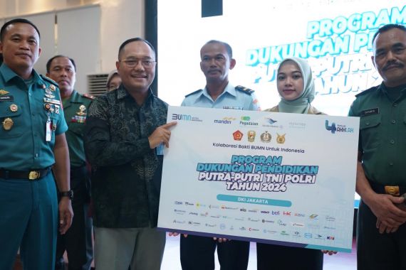 Bank Mandiri Bersama 3 BUMN Salurkan Bantuan bagi Putra Putri TNI & Polri - JPNN.COM